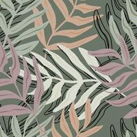 Hand drawn elegant abstract tropical leaf motif minimal seamless pattern vector