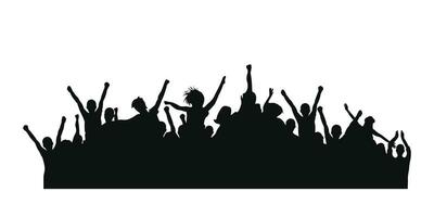 Silhouette of a cheerful crowd of people in party celebration. Vector image.