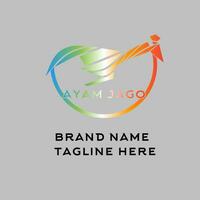 a colorful bird logo with the name ayam jago vector