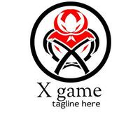 X juego logo diseño vector