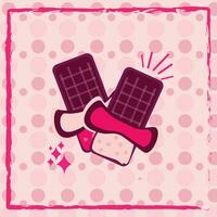 Valentine's day, twin chocolates in heart on pink background. vector