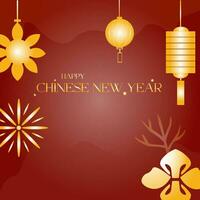 Chinese New Year design set. Chinese paper lantern and gold lamp isolated icons of Asian Lunar. vector