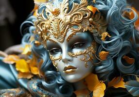 AI generated Venetian carnival mask. Tradition and glamour photo