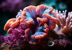 AI generated Colorful corals in the ocean. Underwater life. photo