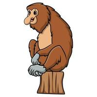 Cute proboscis monkey cartoon on white background vector