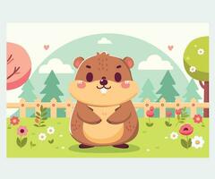 Happy Groundhog Day Greeting Card Illustration vector