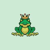 King Frog mascot logo illustration frog wearing a crown vector