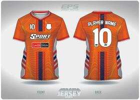 EPS jersey sports shirt vector.Fluttering orange streaks pattern design, illustration, textile background for V-neck sports t-shirt, football jersey shirt vector