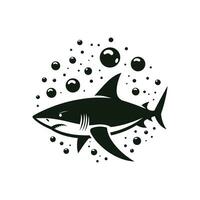 Cartoon Shark Mascot Logo Silhouetted Vector Icon Illustration