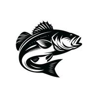 Simple Bass Fish Logo Silhouette in Vector Icon Illustration