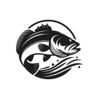 silueta de un bajo pescado logo icono vector ilustración