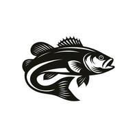 Clean and Minimal Vector Illustration of a Silhouetted Bass Fish Logo