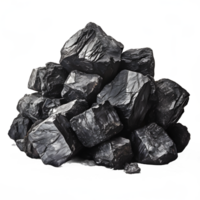 AI generated wood charcoal isolated on transparent background, pile of wood charcoal, generative ai png