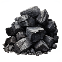 AI generated wood charcoal isolated on transparent background, pile of wood charcoal, generative ai png