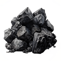 AI generated wood charcoal isolated on transparent background, pile of wood charcoal, generative ai png