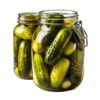 AI generated pickled cucumber isolated on transparent background ,pickles in a jar ,generative ai png