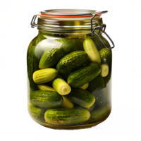 AI generated pickled cucumber isolated on transparent background ,pickles in a jar ,generative ai png