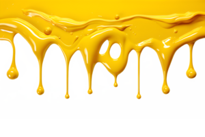 AI generated yellow paint melting down isolated on transparent background ,generative ai png