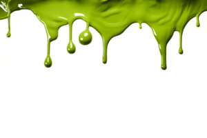 AI generated green paint melting down isolated on transparent background ,generative ai png