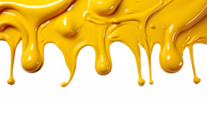 AI generated yellow paint melting down isolated on transparent background ,generative ai png