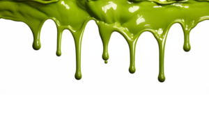 AI generated green paint melting down isolated on transparent background ,generative ai png