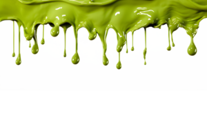 AI generated green paint melting down isolated on transparent background ,generative ai png