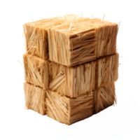 AI generated straw block isolated on transparent background ,pile of dry grass png ,generative ai