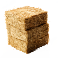 AI generated straw block isolated on transparent background ,pile of dry grass png ,generative ai