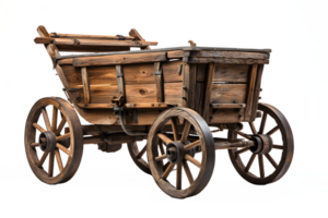 AI generated old wooden cart isolated on transparent background ,vintage wagon png ,generative ai