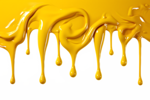 AI generated yellow paint melting down isolated on transparent background ,generative ai png