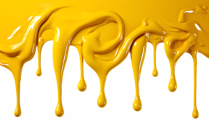 ai gerado amarelo pintura Derretendo baixa isolado em transparente fundo , generativo ai png