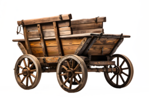 AI generated old wooden cart isolated on transparent background ,vintage wagon png ,generative ai