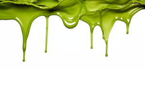 AI generated green paint melting down isolated on transparent background ,generative ai png