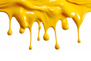 ai gerado amarelo pintura Derretendo baixa isolado em transparente fundo , generativo ai png