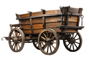 AI generated old wooden cart isolated on transparent background ,vintage wagon png ,generative ai