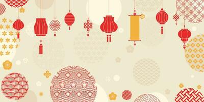 Elegant Chinese background with flat ornament vector