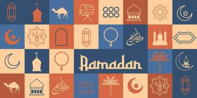 Ramadan Kareem background. Islamic greeting card template with ramadan for wallpaper design. vector