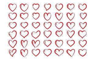 collection of red love heart shaped vector