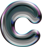 Chrome Liquid Blob Alphabet Letter C png