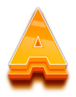 3D Orange Shadow Stripped Alphabet Letter A png