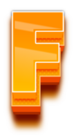 3D Orange Shadow Stripped Alphabet Letter F png