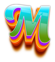 3D Green Blue Light Shadow Alphabet Letter M png