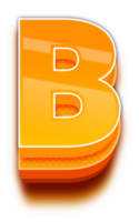 3D Orange Shadow Stripped Alphabet Letter B png