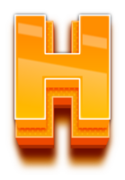 3D Orange Shadow Stripped Alphabet Letter H png