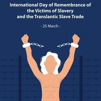 illustration vector graphic of one person raised the hand that was free from the handcuff chain, perfect for international day, remembrance of the victims, slavery and translantic, slave trade.