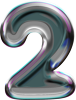 Chrome Liquid Blob Alphabet Number 2 png