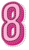 valentine rosa prickad alfabet siffra 8 png
