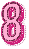 Valentin rose à pois alphabet nombre 8 png