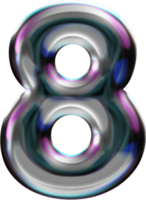 Chrom Flüssigkeit Klecks Alphabet Nummer 8 png