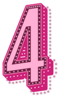 Valentine Pink Dotted Alphabet Number 4 png